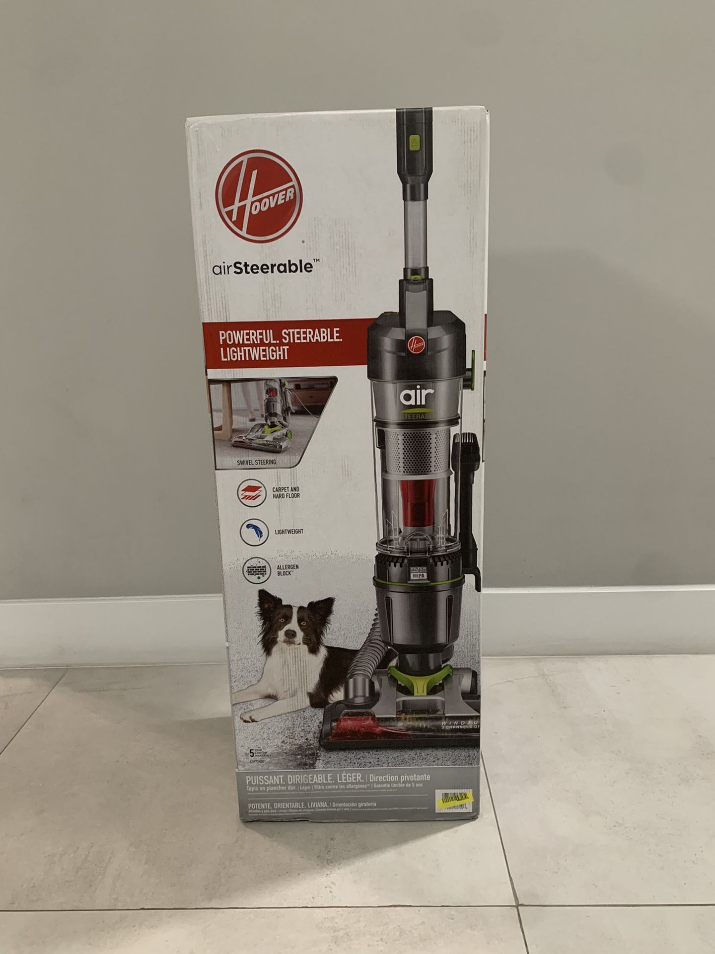 Brand New Sealed Hoover Windtunnel Air Steerable Bagless Upright Vacuum Cleaner, Lightweight, Corded, UH72400, Grey