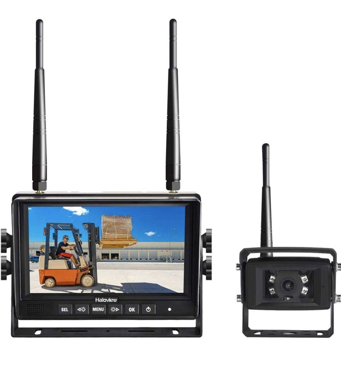 Haloview MC7101 Digital Wireless Backup Camera System Kit 7'' LCD Reversing Monitor and IP69K Waterproof Rear View Camera Built in DVR For Truck/Trai
