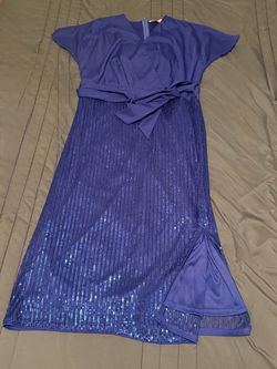 1 Blue and 1 black Sequin Midi Dress with Tie Waist