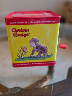 Schylling Curious George Jack-In-The-Box Tin Musical Toy CRANK NEEDS TO BE FIXED