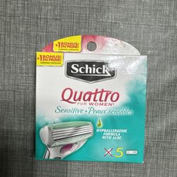 New; Shick Quattro; 5pk Woman’s Shave Blades; Hypoallergenic