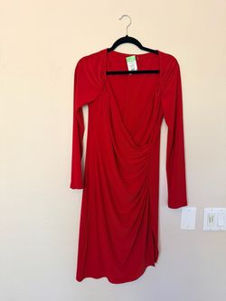 Norma Kamali Red Long Sleeve Draped Mini Dress