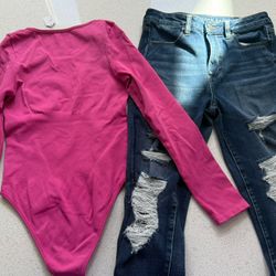 QQQ M Bodysuit & AE Super Stretch Skinny Jean size 8