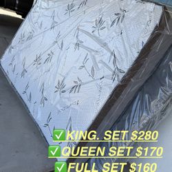 New Beds For Sale.  King. Queen. Full. And Twin. Mattress And Box Spring 