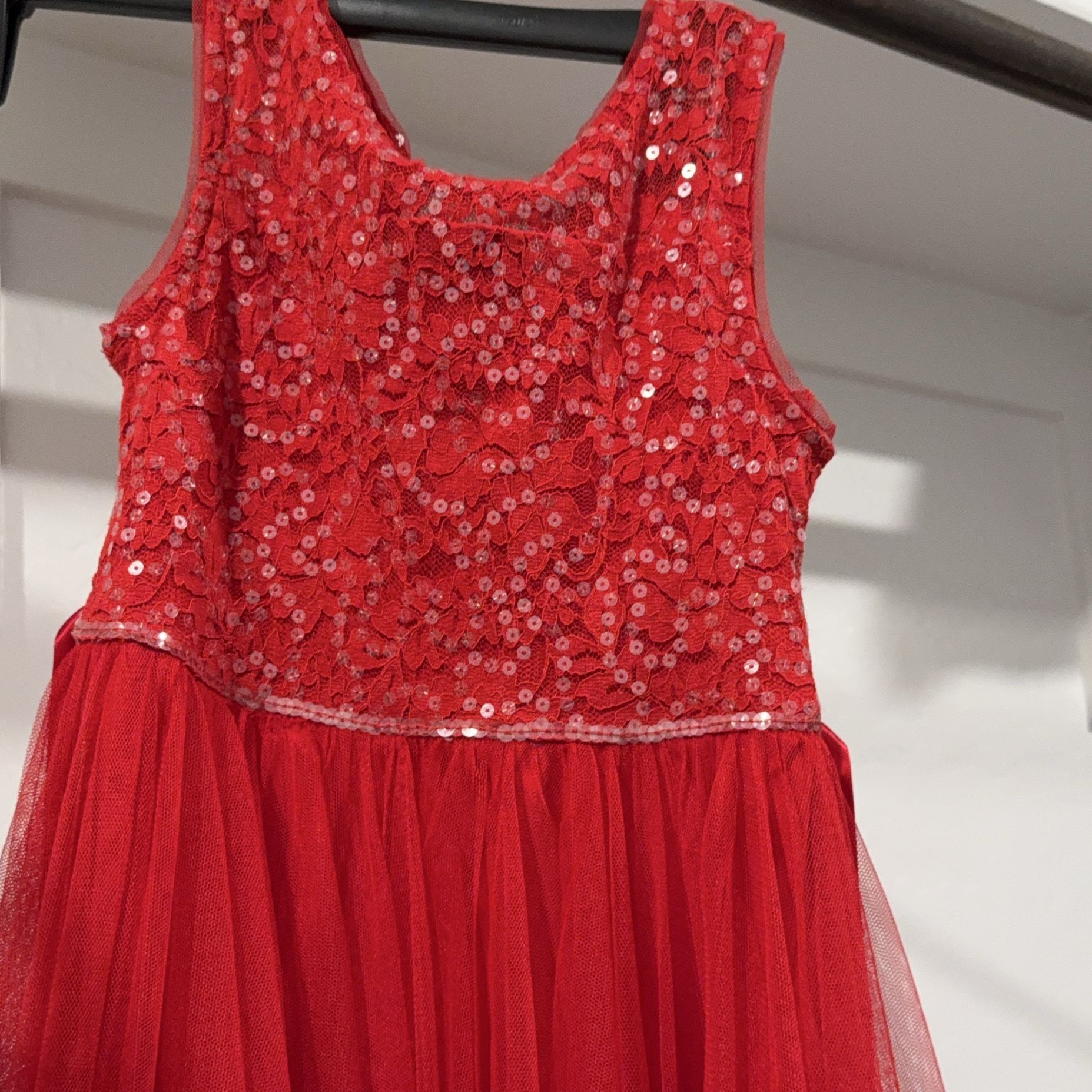 Red Sequined Sleeveless Party Dress $7