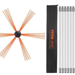 VEVOR 33 Feet Chimney Sweep Kit, w/ 10 Reinforced Nylon Flexible Rods, Ergonomic Chimney Cleaning Brush, 360-Degree Brush Chimney Cleaner