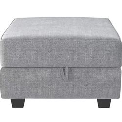 Square Ottoman Module for Modular Sectional Sofa, Storage Ottoman Footrest and Seat Cube,light Grey size 25.6x25.6x17.72 