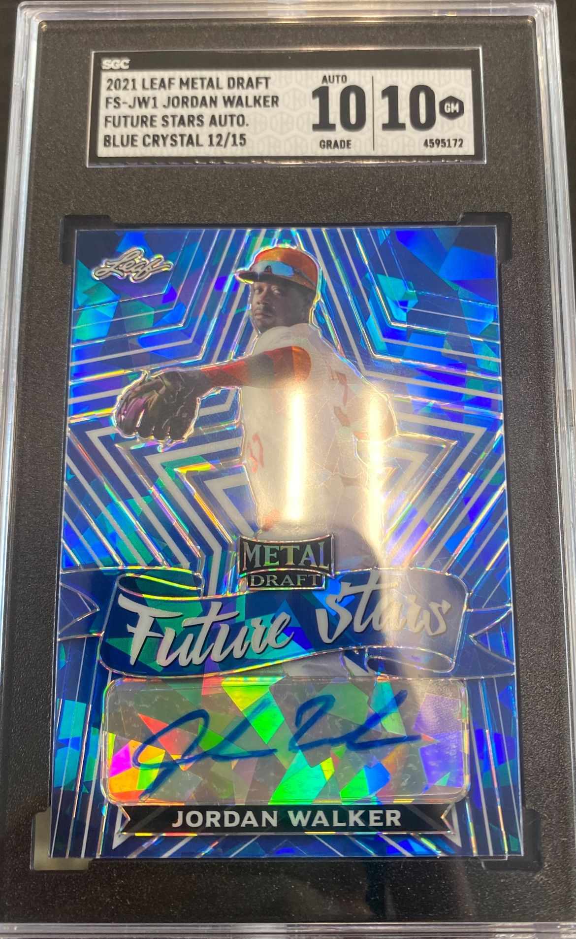 2021 Metal Draft Jordan Walker Blue Cracked Ice 12/15 SGC 10/10