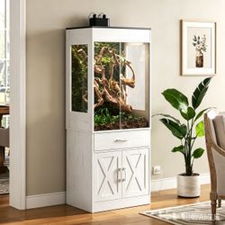 67 Gallon Reptile Tank with Stand Reptile Enclosure with Cabinet for Lizards,Gecko,Skinks,Snakes,Reptile Terrarium with Power Outlet,Sliding Acrylic D