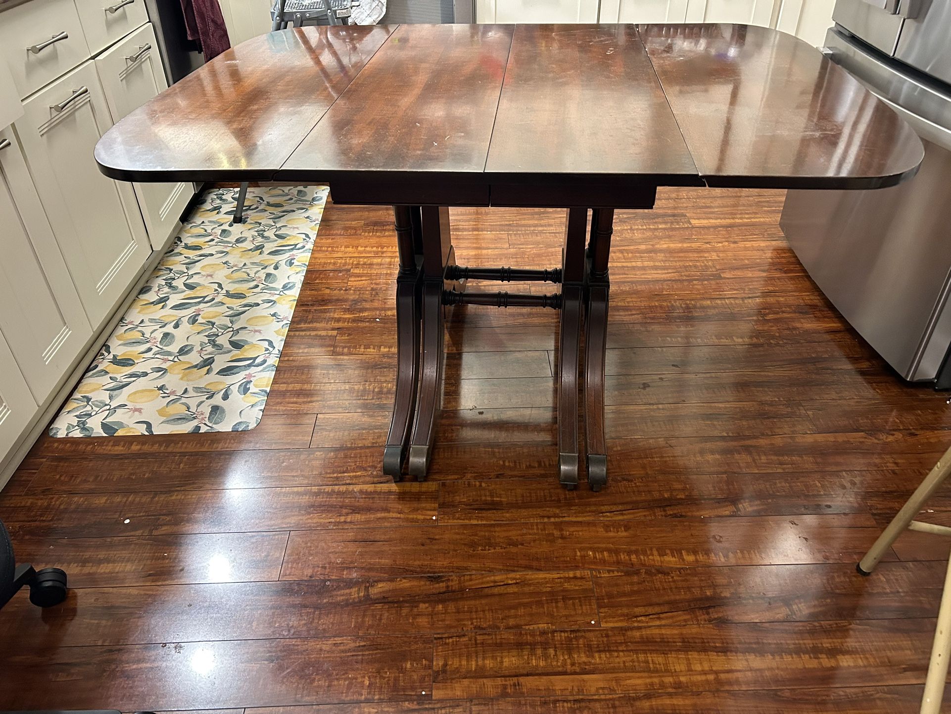 Vintage Mahogany Drop Leaf Dining Table w/ Extension Leaves - Landstrom Furn Co - Duncan Phyfe Style