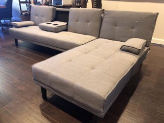 Grey Adjustable Sofa / Chaise Futon