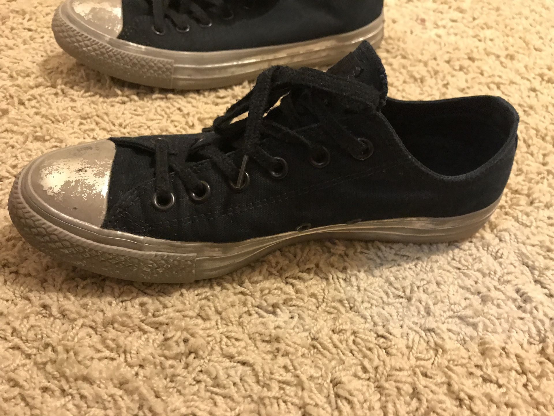 Black Converse with silver rubber
