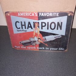 Vintage Metal Champion Spark Plugs Man Cave Item