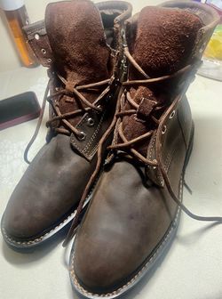 Cody James Brown Leather Lace-Up Work Boots