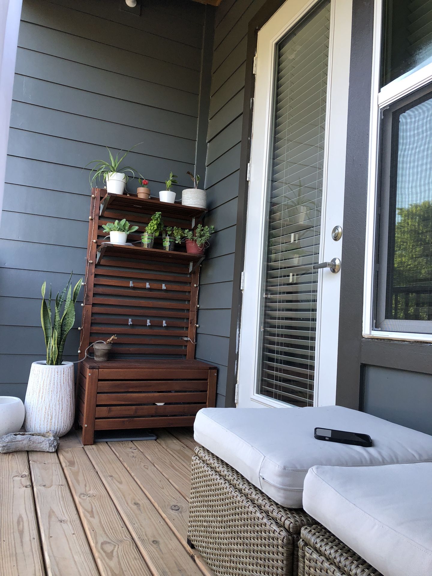 Outdoor Patio Storage Bench, Shelves-Teak Brown  