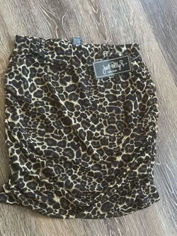 New Just Polly Leopard Mini Skirt Size L with Tags