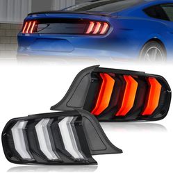 Ford Mustang 2015-2022, Euro Style LED Tail Lamps With Sequential Turn Signal Lamp For Mustang & Shelby GT-2022, Plug & Play (1 Pair, Clear)