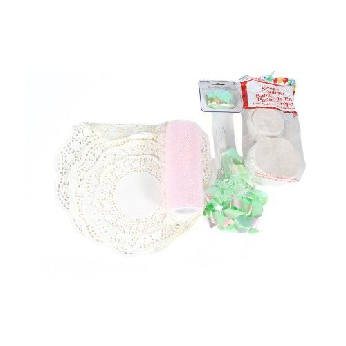 Whimsical Tea Party Supply Bundle – Alice in Wonderland Theme – Streamers, Tulle, Doilies, Ribbons & More