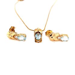 925 Gold Vermeil Blue Topaz Set