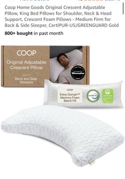 COOP HomeGoods, original crescent, adjustable, king-size pillow