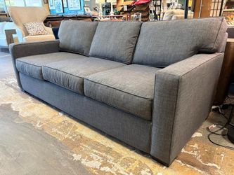 JONATHAN LOUIS Steel Grey Fabric Track Arm 3-Cushion Sofa