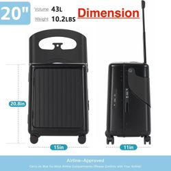 🥨advwin 20" Carry-On Luggage with Seat for Kids & Adults, Lightweight Hardside Ride-On Suitcase with Front Opening, TSA Lock, 360° Spinner Wheels