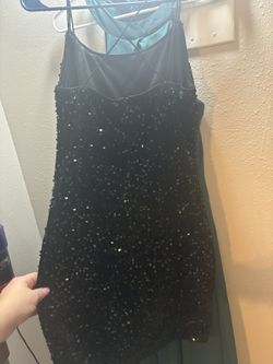 Black Sequin Velvet Dress 