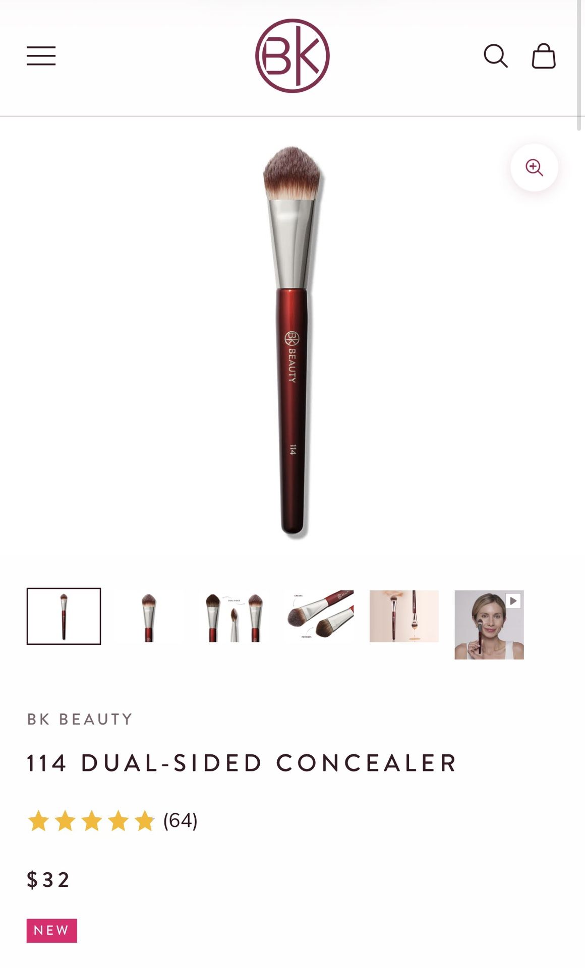 🍒NEW BK BEAUTY 114 DUAL-SIDED CONCEALER BRUSH🍒