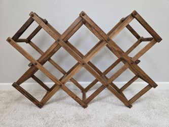 Vintage 1960s Japan Accordion Folding Wood Wine Rack Mid Century Expandable