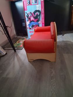 Mini Toddler Red Vynal sofa L 34"x W  16"x 19"H