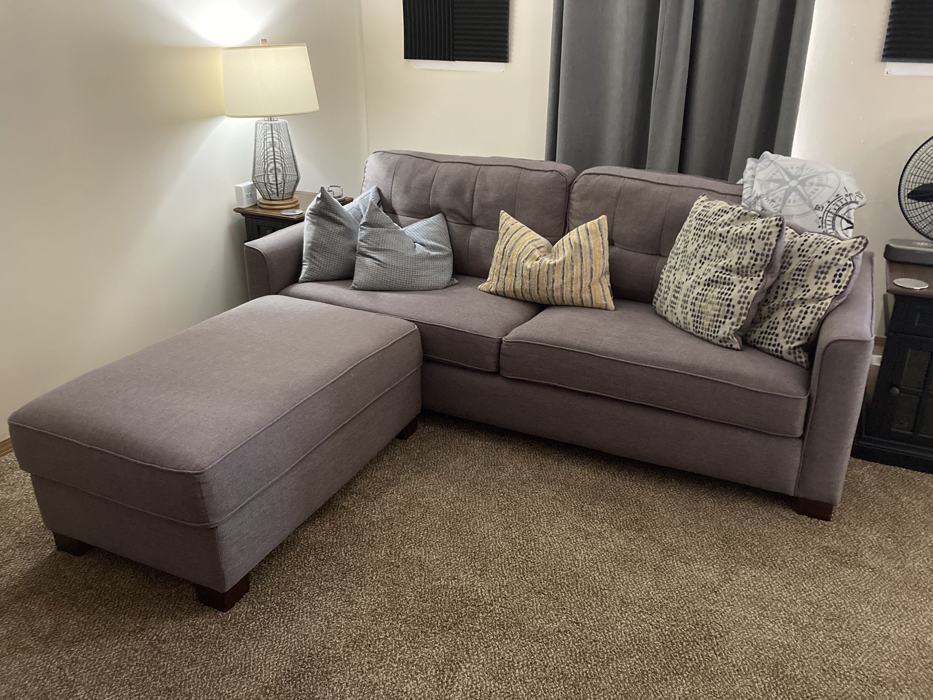 Large Grey Sectional Sofa with Storage Ottoman