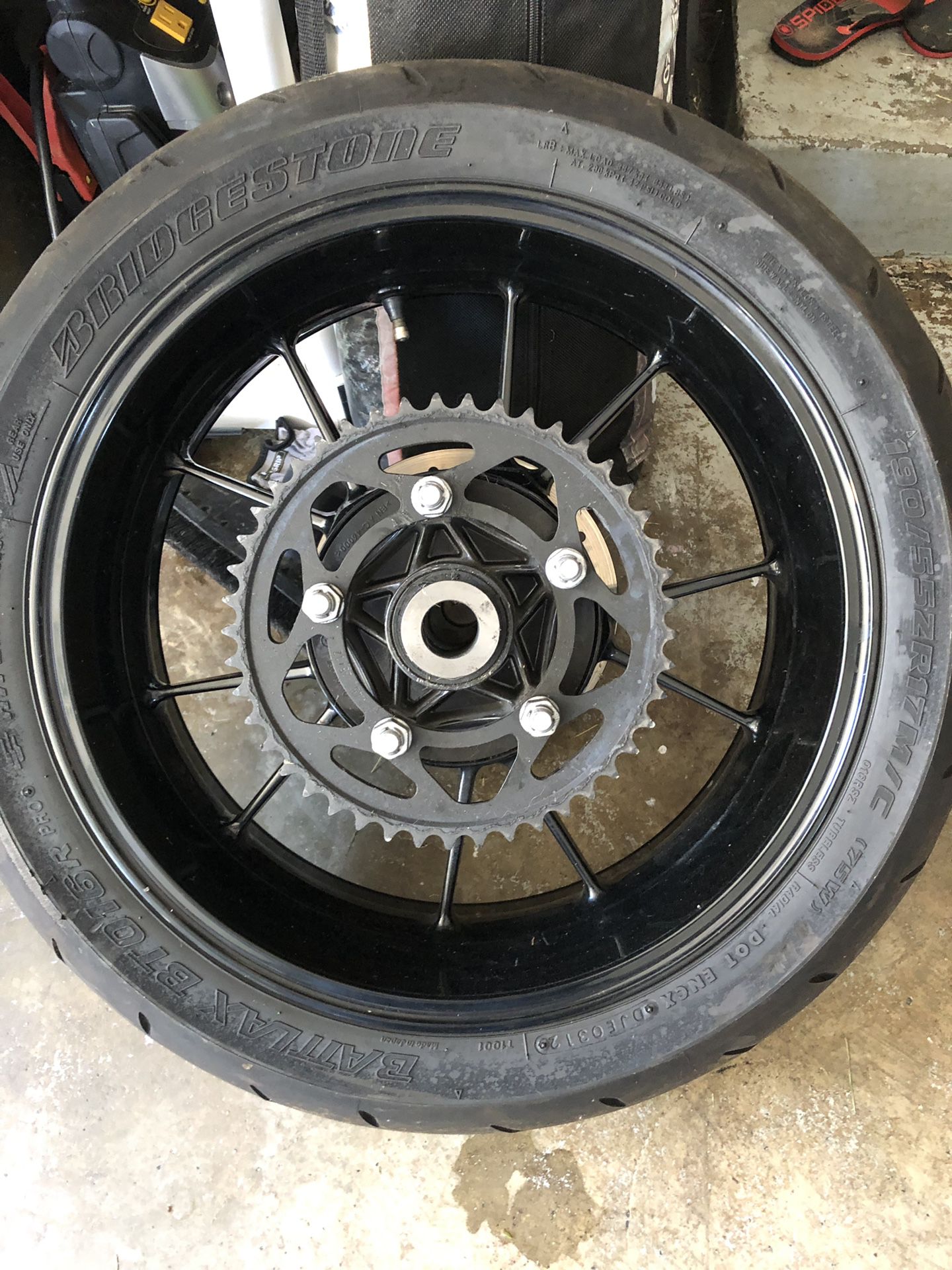 2010-2014 bmw s100rr rear rim with rotor and sprocket