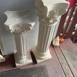 2 High Pedestals Set Great For Party And Home Decorations One Is 30” Inch Tall And The Other Is 36” Inch Tall