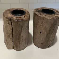 Rustic Wooden Candle Holders