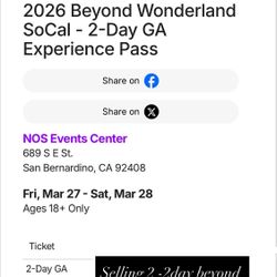 2- Day Beyond Wonderland Tickets 