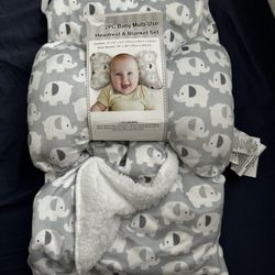 2 PC Baby Multi Use Headrest and Blanket Set 
