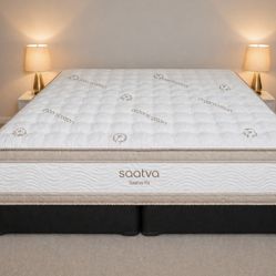 Newer King Saatva Rx 15.5" Luxury Mattress, Boxsprings and Metal Bed Frame 