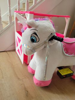 Ride On Unicorn with Barn - battery powered