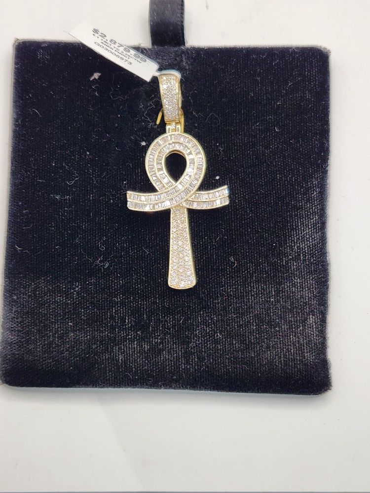Ankh Pendant With Diamonds 14 Karat