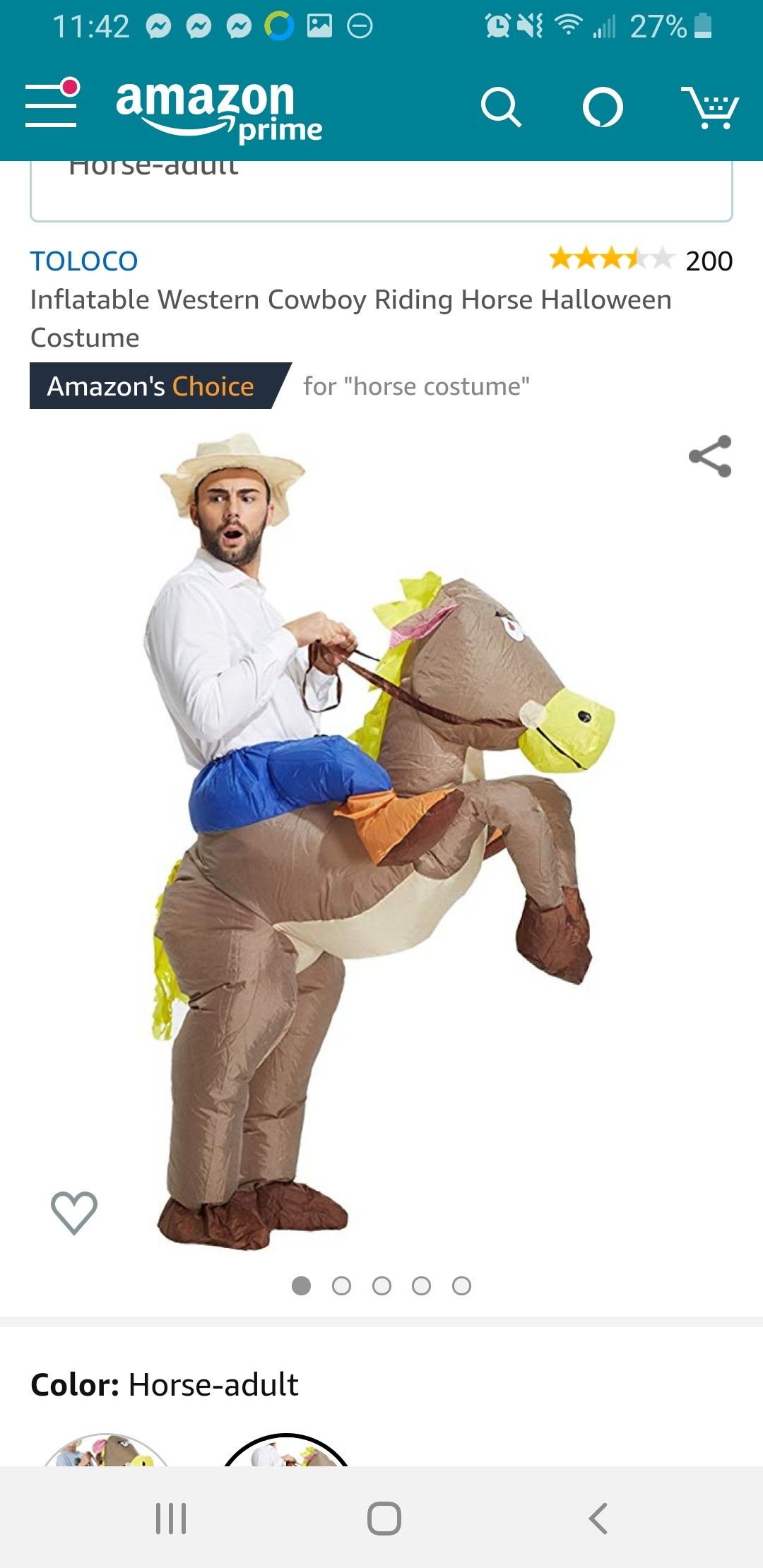 Cowboy on horse inflatable costume