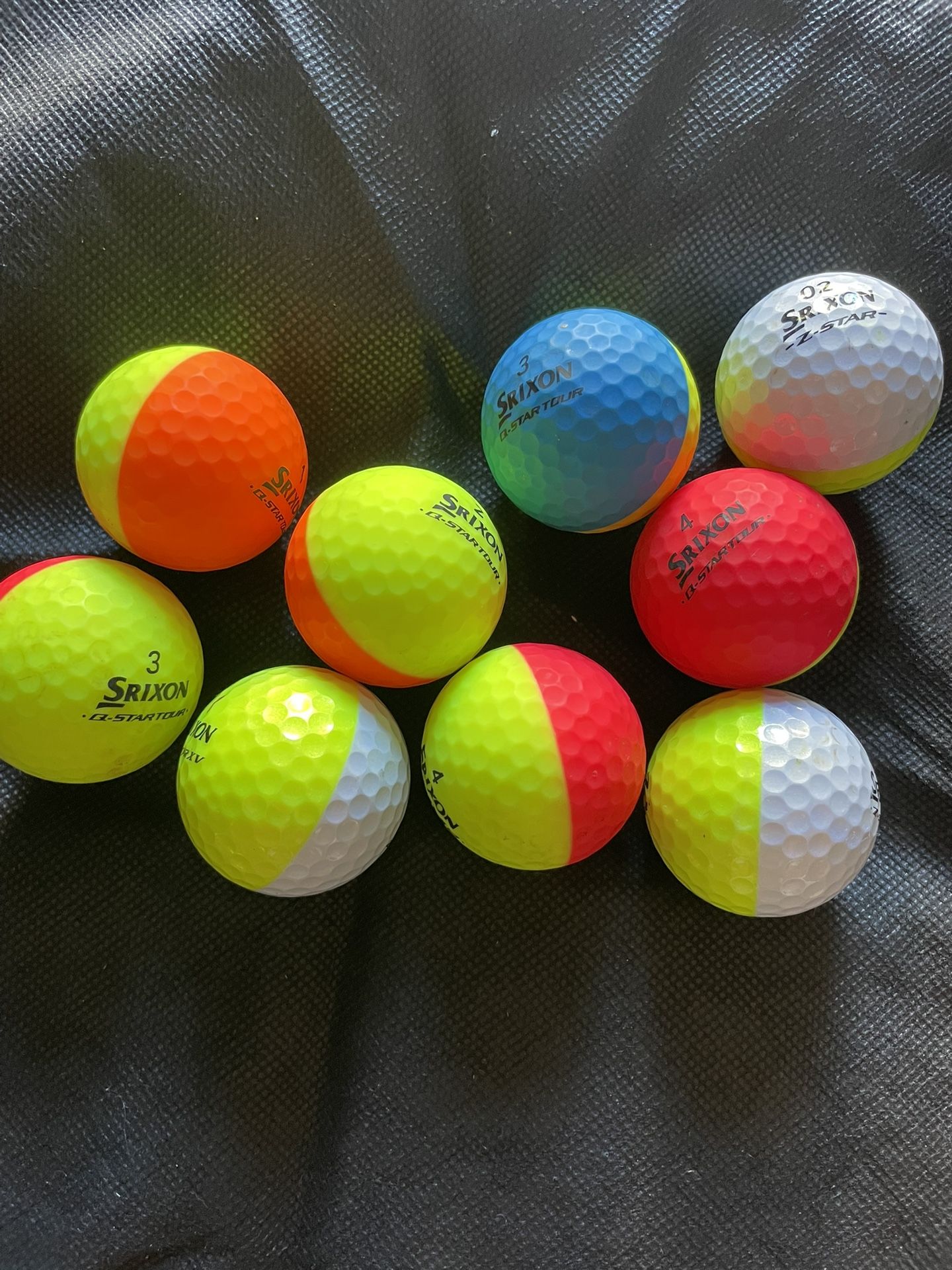 Srixon ZStar and Q Star Tour color split 9 golf balls