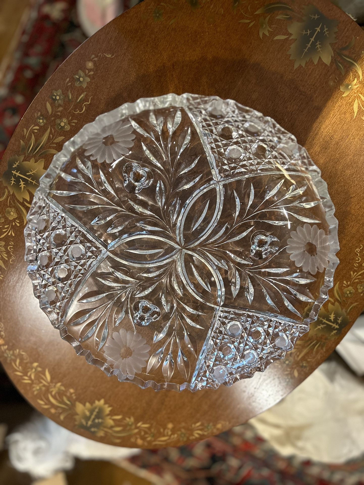 Antique American Brilliant Cut Glass Platter
