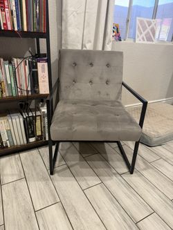 Velvet Grey And Metal Chair