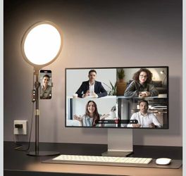 Ring Light with Stand for Zoom Meetings, 360° Rotate 10.5" Zoom Lighting for Computer Video Conference Light Desk Light, Full-Screen LED Lighting with