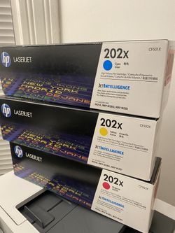 Toner Set Only – HP 202X (Cyan, Magenta, Yellow) – $150