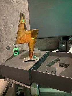 Tesla tequila bottle with stand and box