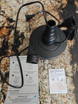 Quick-Fill AC Electric Air Pump with 3 Nozzles for Inflatables, 120V