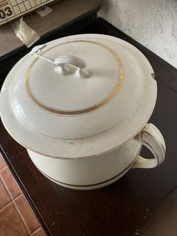 Antique Potty And Cover Clay Pot 