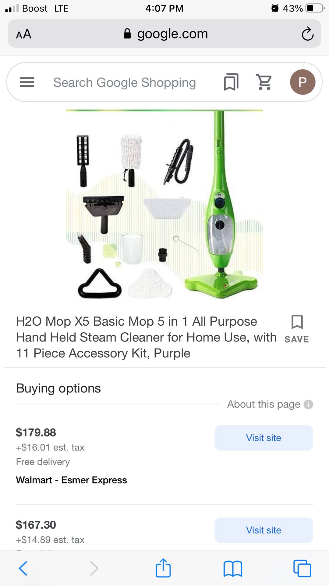 H20 Mop X5 Elite All Purpose Hand Held Steam Cleaner Brand New 