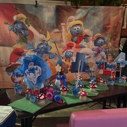 Smurfs Party Backdrop And Decorations
